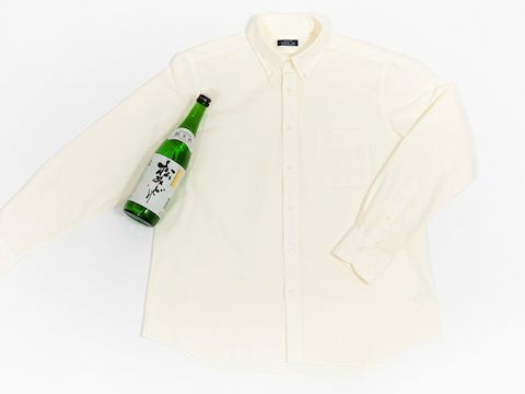 【メーカーズシャツ鎌倉×中沢酒造】　酒粕で染めたメンズシャツと丹沢のお酒「松みどり」のセット